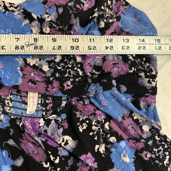 Free People Womens Top M Purple Boho Some Like‎ It Hot Floral Cut Out Strappy - Picture 5 of 14